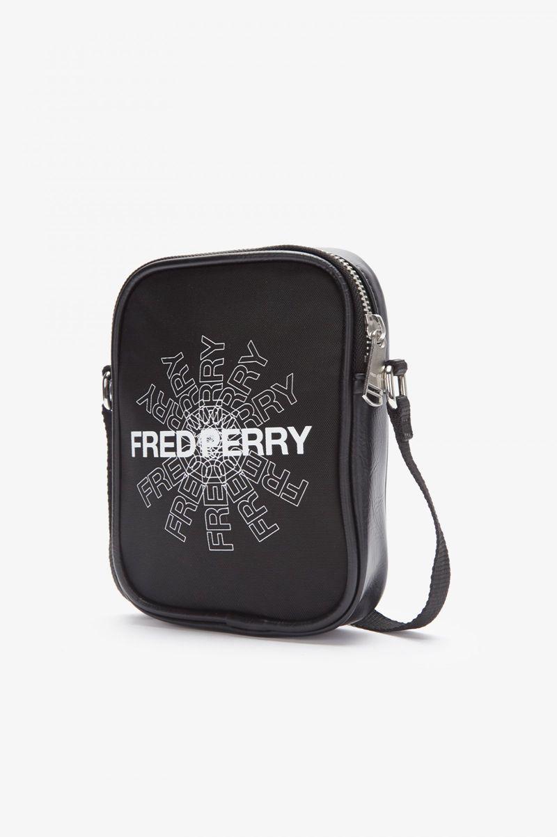 Black Fred Perry Graphic Print Mini Side Men's Bags | PH 1044SGLO